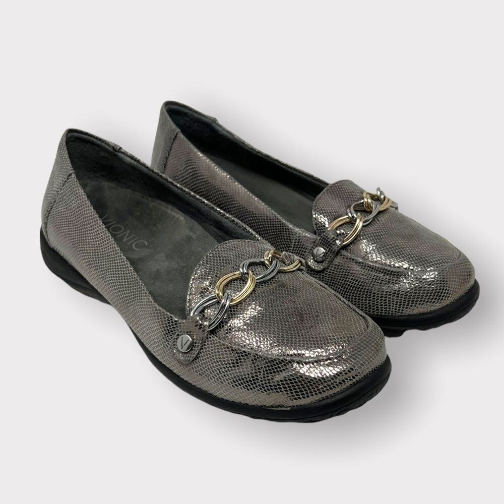 Vionic Alda Snake Embossed Leather Loafer Size 6.5